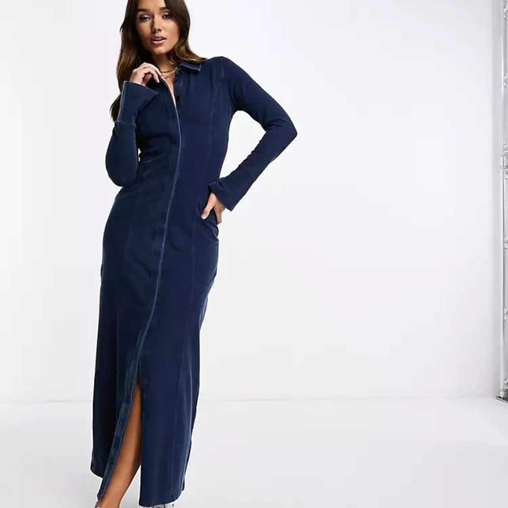 ASOS DESIGN long sleeve collared maxi dress